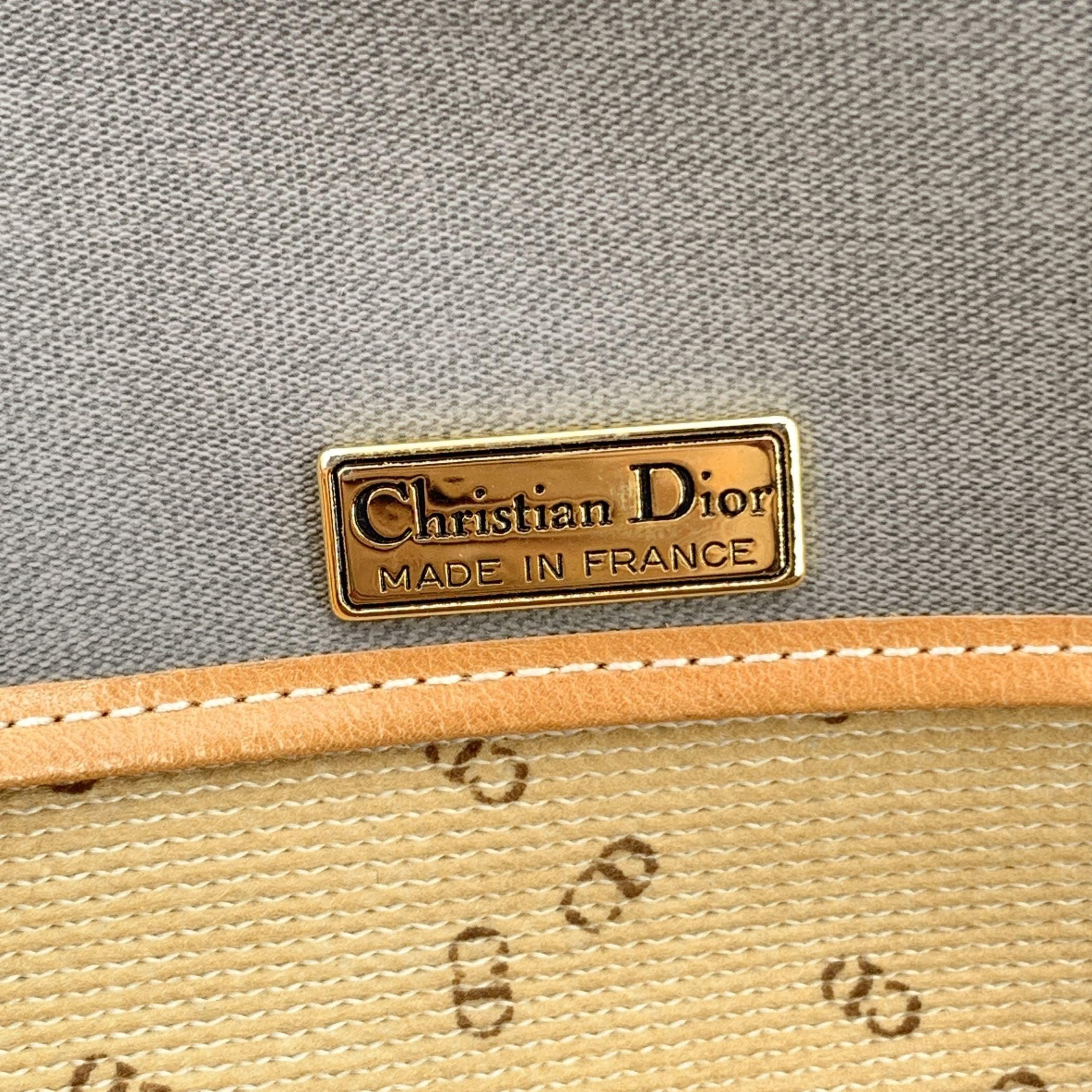 Christian Dior Vintage Grey Canvas Chain Convertible Shoulder Bag For Sale 1