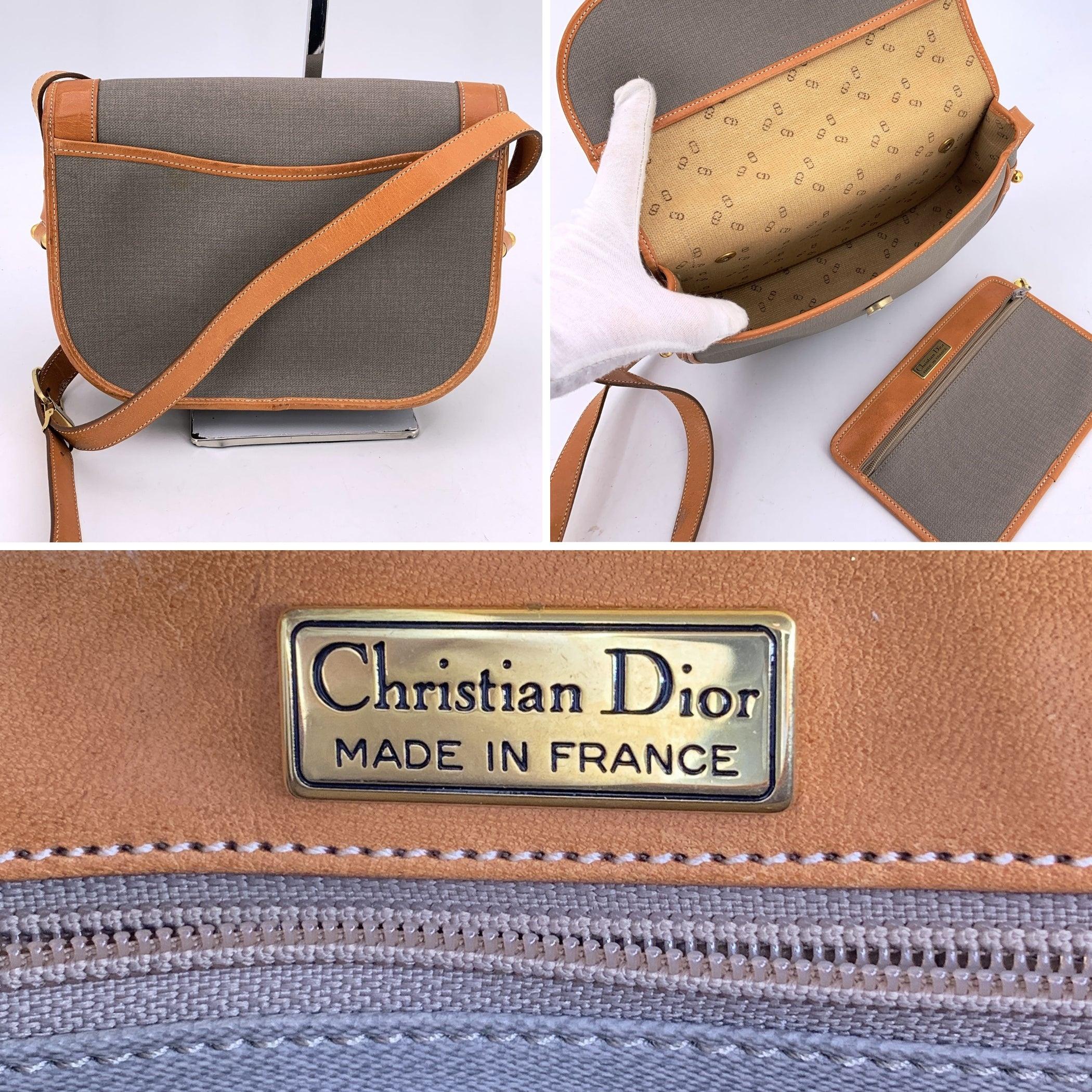 Christian Dior Vintage Grey Canvas Chain Convertible Shoulder Bag For Sale 1