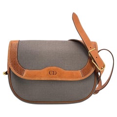 Christian Dior Vintage Grey Canvas Chain Convertible Shoulder Bag