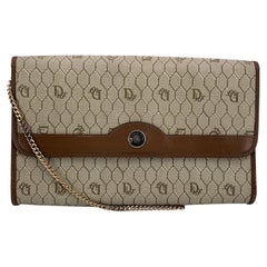 Christian Dior Vintage Grau Logo Canvas Kleine Crossbody Tasche