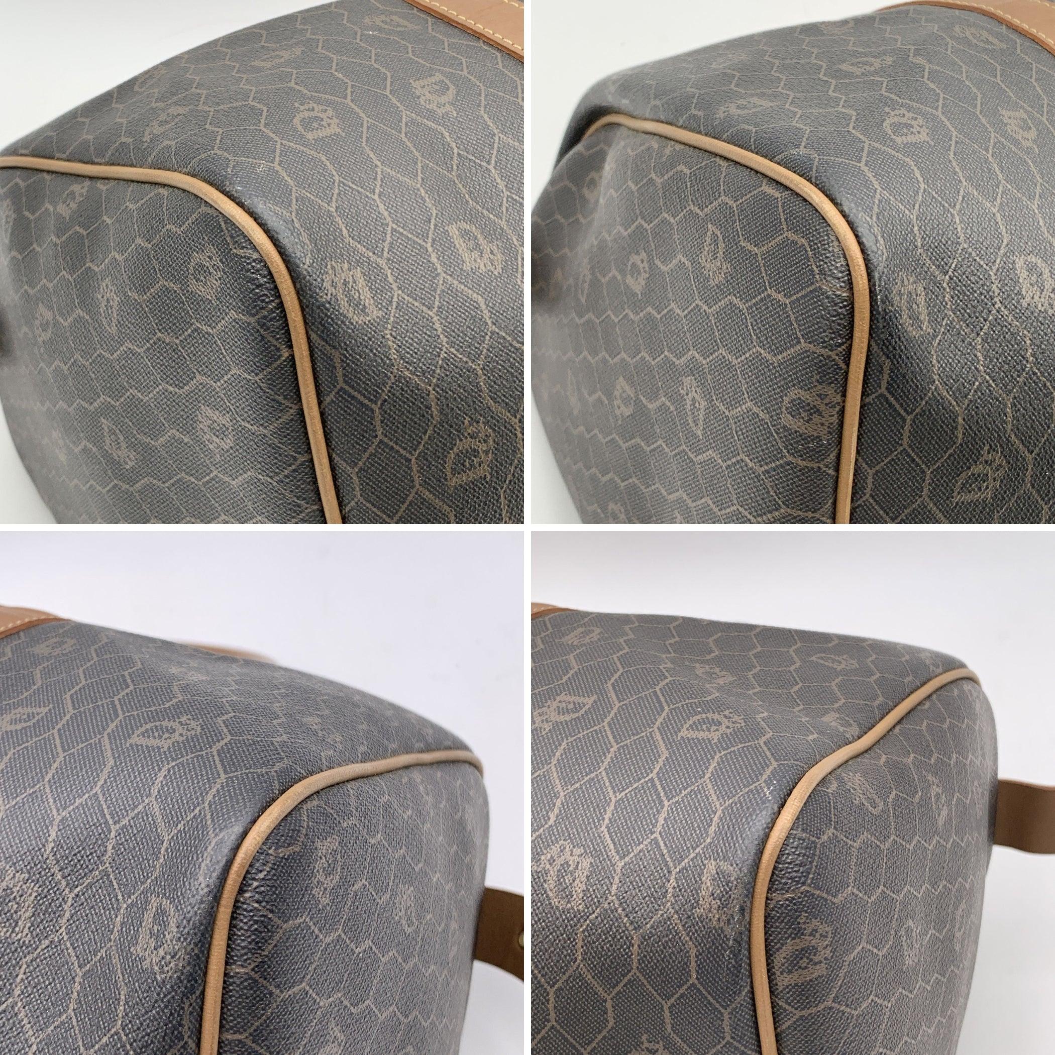 Women's Christian Dior Vintage Grey Monogram Canvas Satchel Boston Bag For Sale