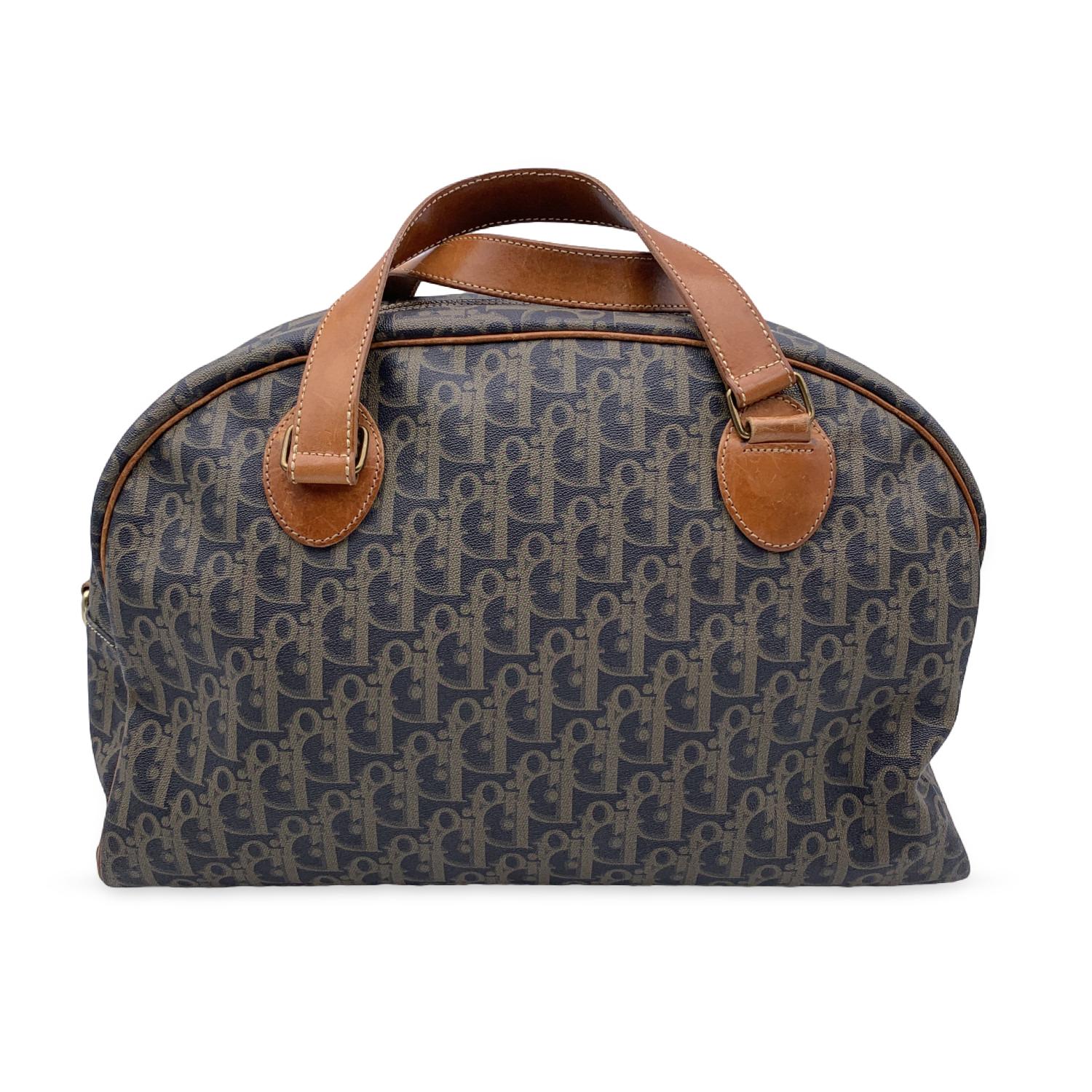 Gray Christian Dior Vintage Grey Trotter Canvas Handbag Duffle Bag