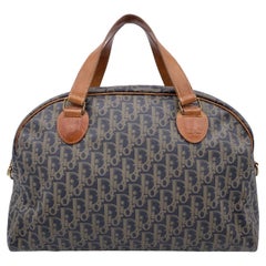 Christian Dior Vintage Grey Trotter Canvas Handbag Duffle Bag