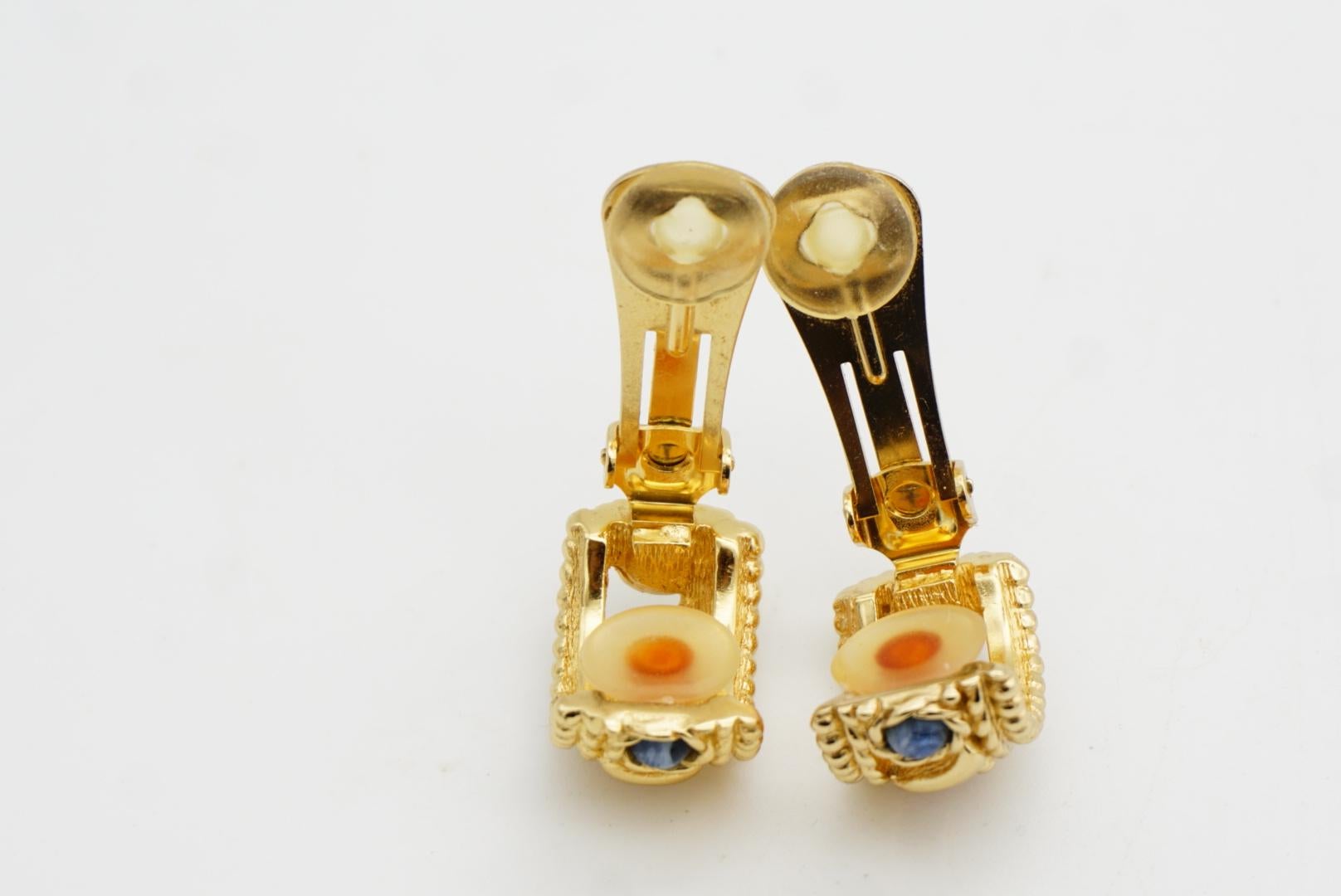 Christian Dior Vintage Gripoix Emerald Ruby Sapphire Crystals Domed Earrings For Sale 8