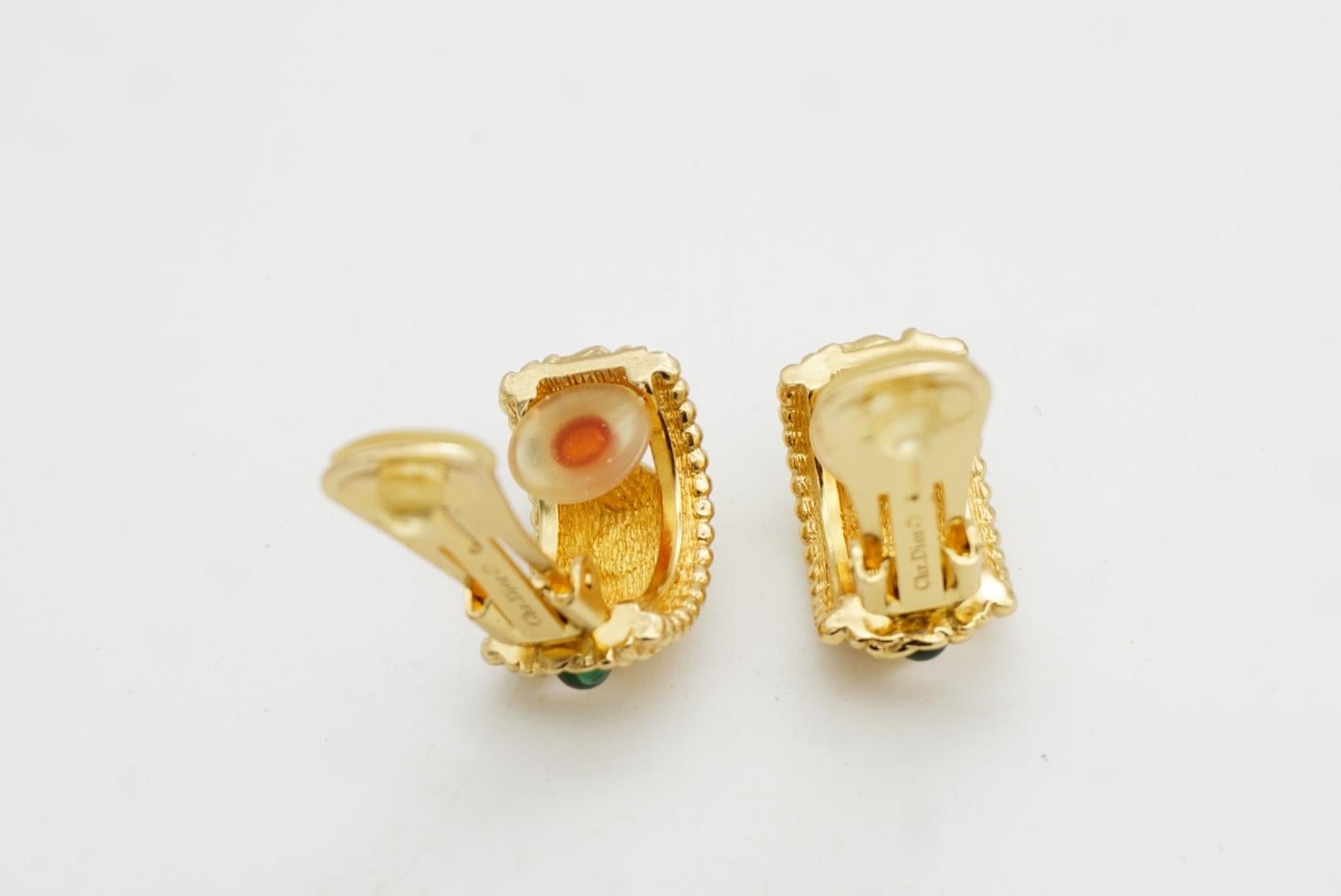 Christian Dior Vintage Gripoix Emerald Ruby Sapphire Crystals Domed Earrings For Sale 9