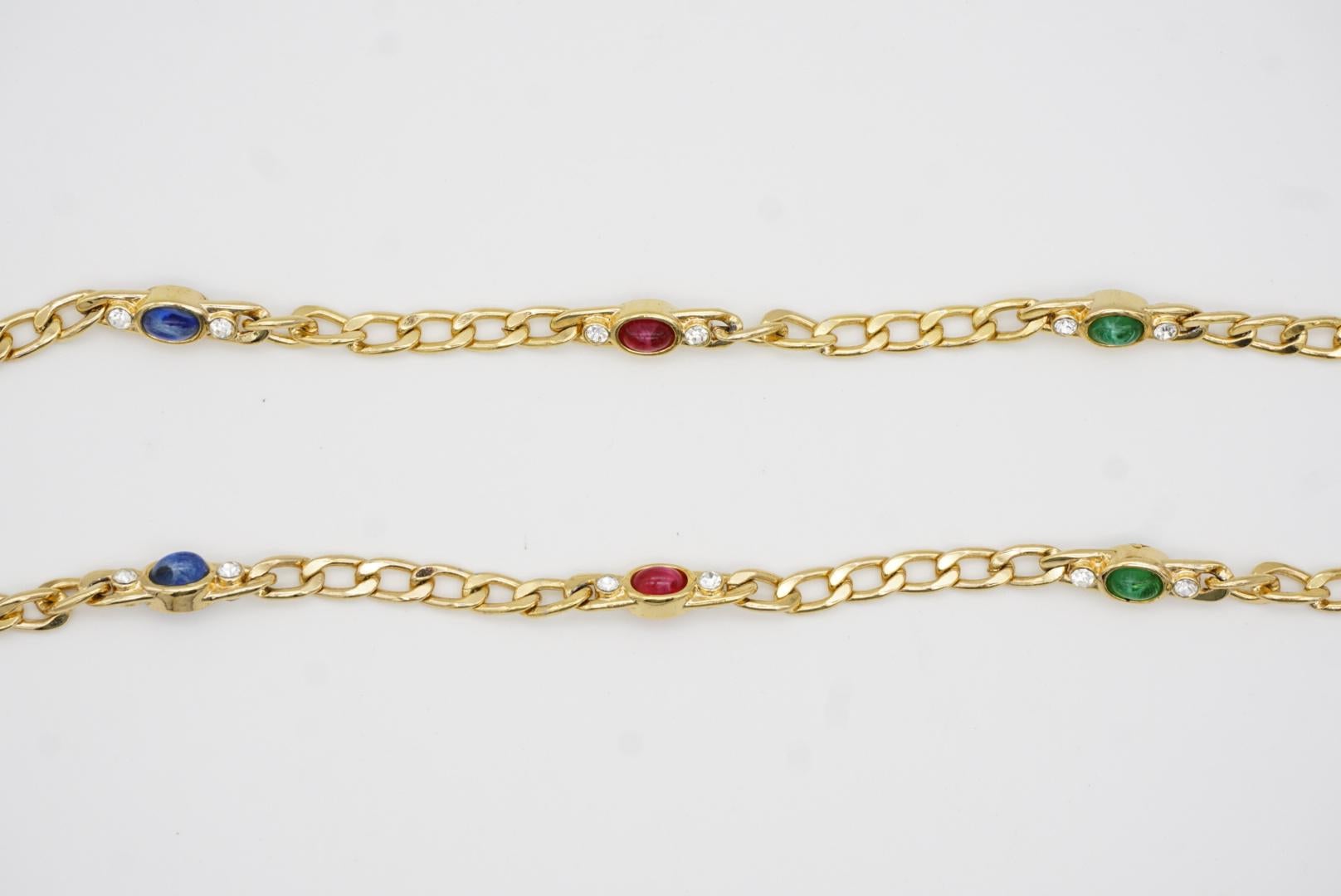Christian Dior Vintage Gripoix Sapphire Ruby Emerald Double Side Long Necklace 5