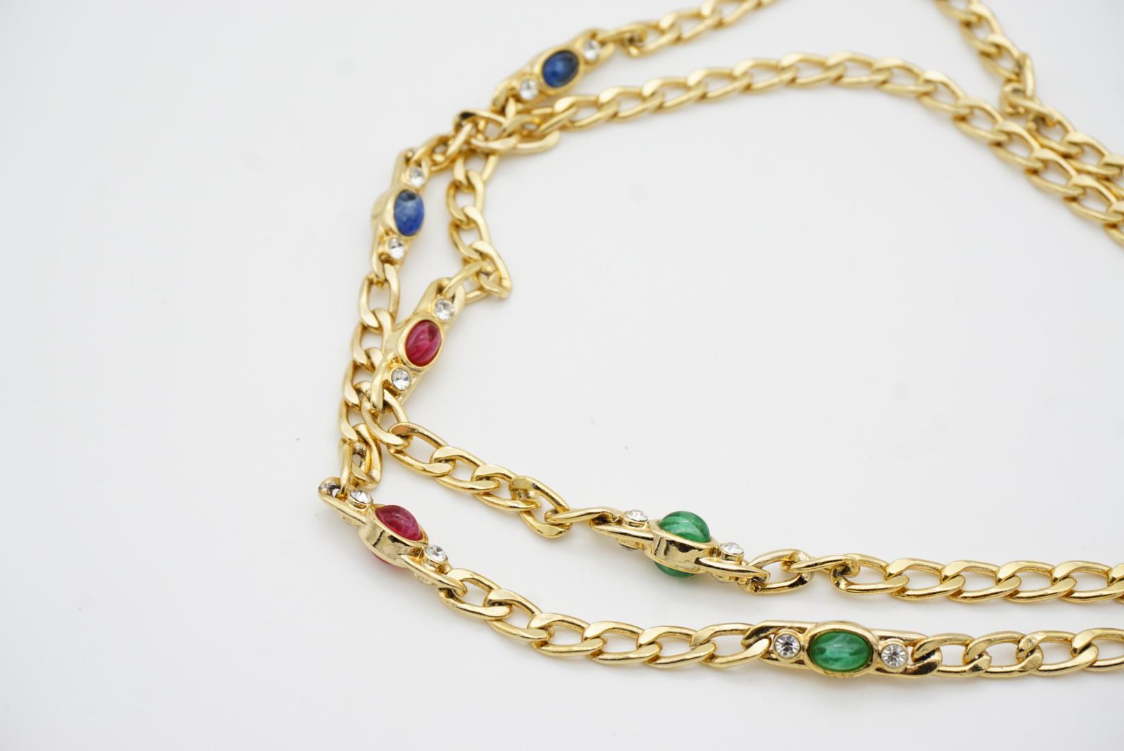 Christian Dior Vintage Gripoix Sapphire Ruby Emerald Double Side Long Necklace For Sale 7