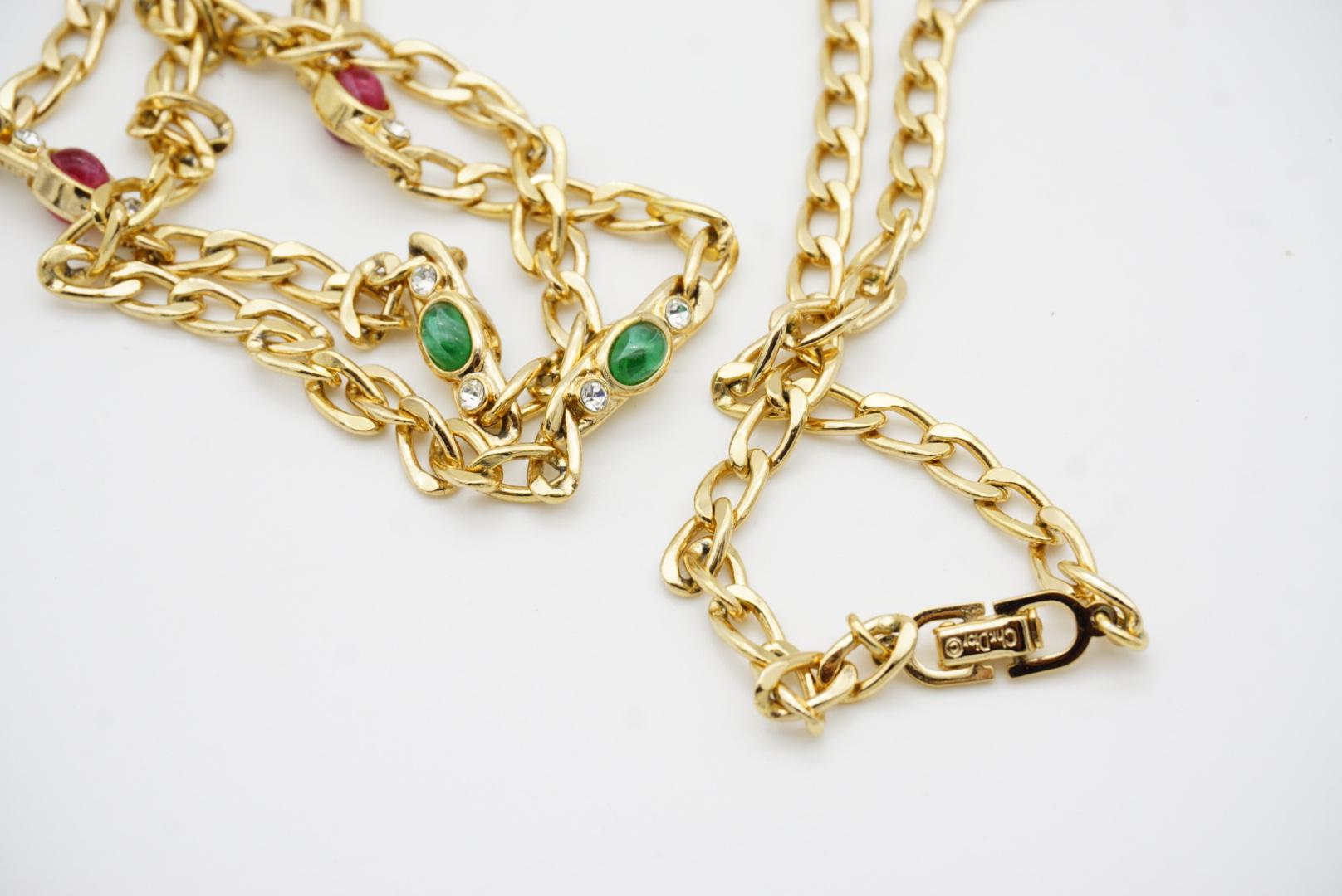 Christian Dior Vintage Gripoix Sapphire Ruby Emerald Double Side Long Necklace For Sale 8