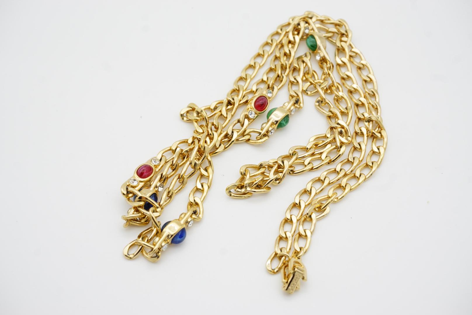 Christian Dior Vintage Gripoix Sapphire Ruby Emerald Double Side Long Necklace For Sale 9