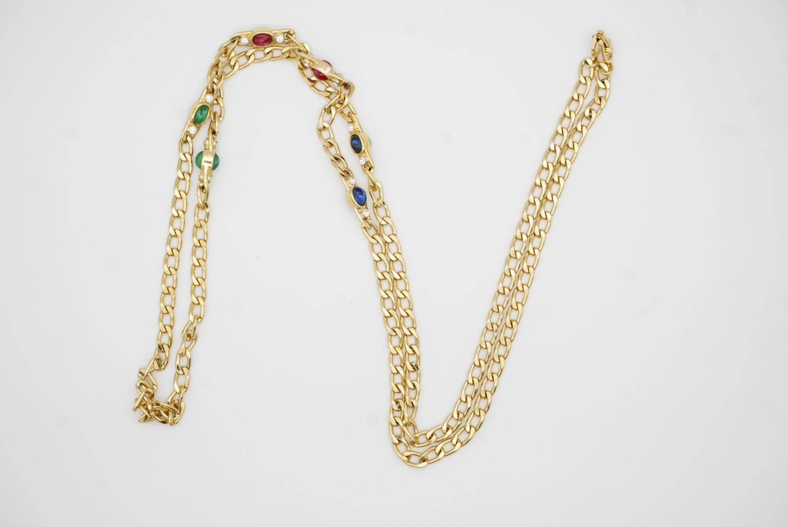 Christian Dior Vintage Gripoix Sapphire Ruby Emerald Double Side Long Necklace For Sale 10