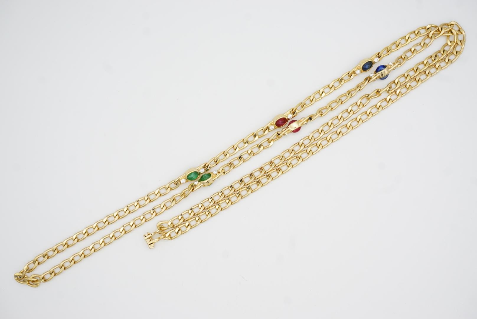 Christian Dior Vintage Gripoix Sapphire Ruby Emerald Double Side Long Necklace For Sale 11