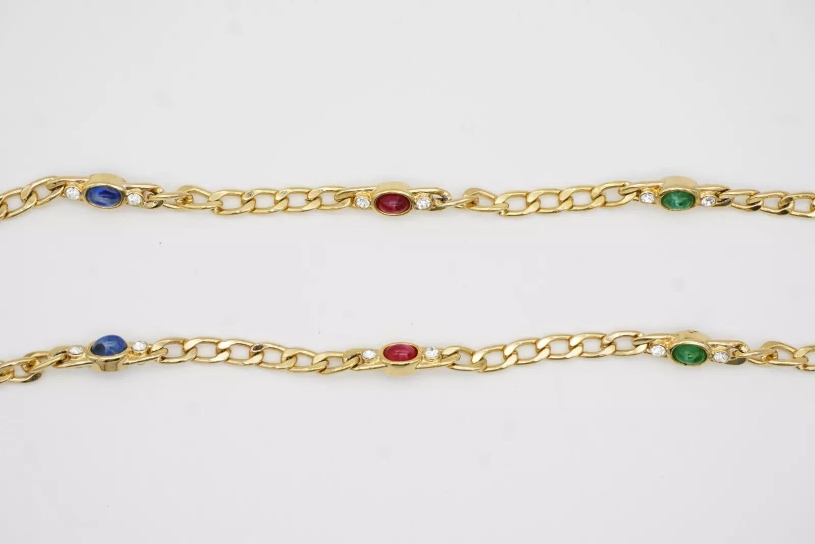 Christian Dior Vintage Gripoix Sapphire Ruby Emerald Double Side Long Necklace For Sale 12