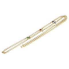 Christian Dior Vintage Gripoix Sapphire Ruby Emerald Double Side Long Necklace