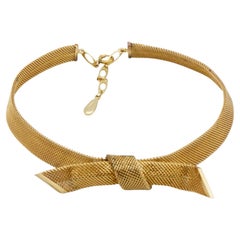 Christian Dior Vintage GROSSE 1958: collana in maglia con grande fiocco dorato
