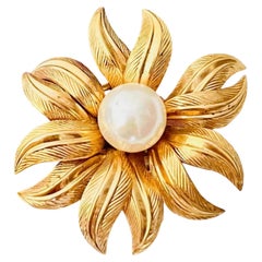 Christian Dior Vintage GROSSE 1962 Iconic Rare Gold Large Pearl Sunflower Brooch