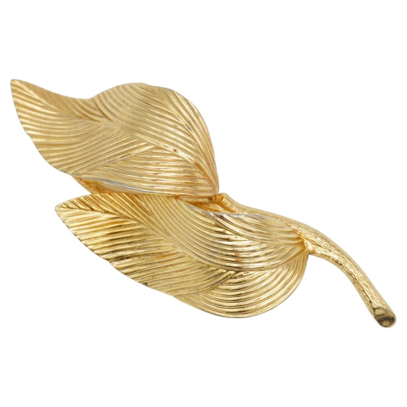 Christian Dior Vintage GROSSE 1964 Gold Double Long Leaf Curled