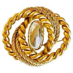 Christian Dior Vintage GROSSE 1969 Unisex Large Swirl Gold Silver Chunky Brooch