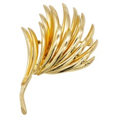 Christian Dior Vintage GROSSE 1970 Gold Vivid Windy Leaf Tree Dandelion Brooch