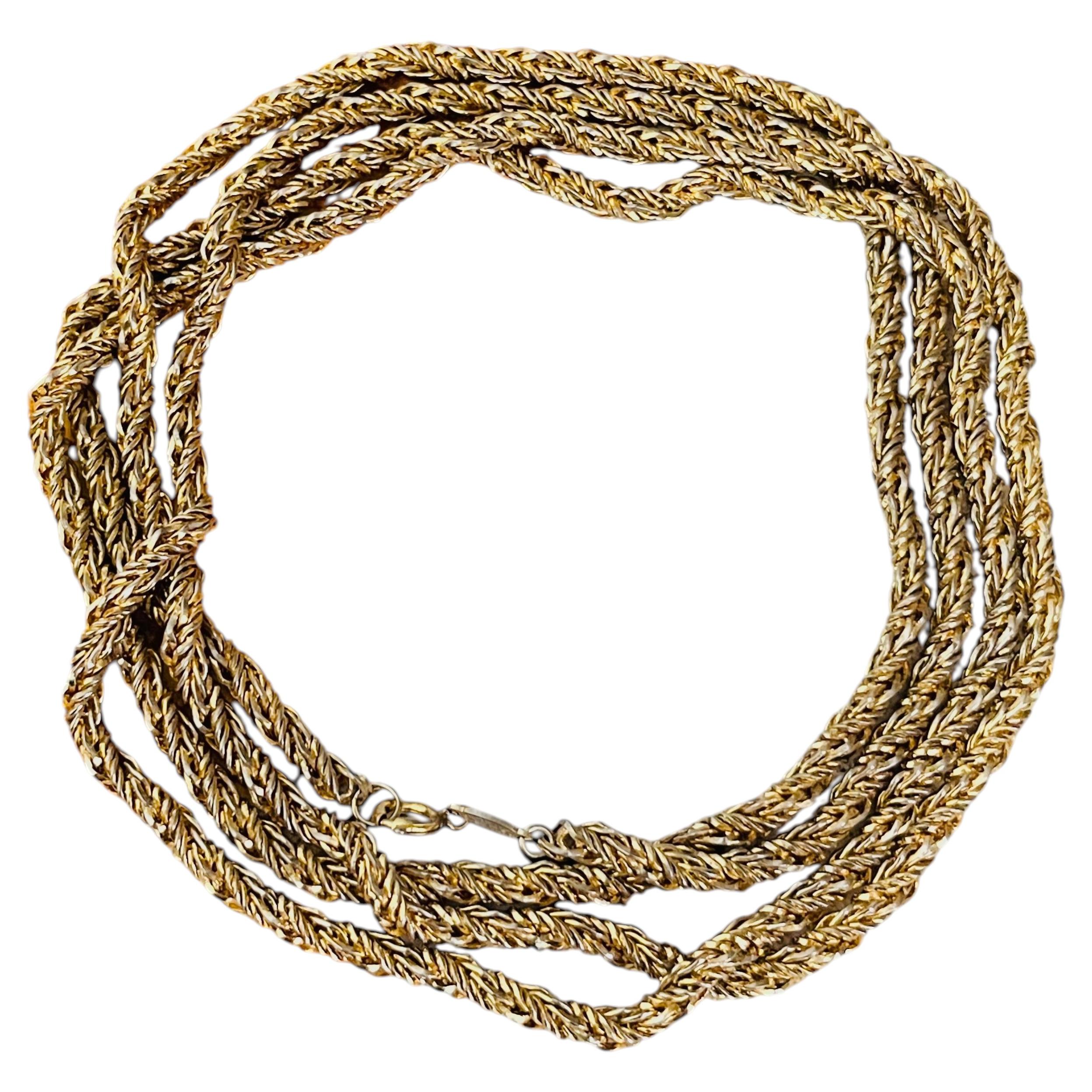 Christian Dior Vintage GROSSE 1972 Gold Spiral Interlinked Rope Long Necklace For Sale