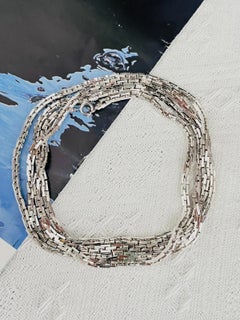 Christian Dior Vintage GROSSE 1973 Extra Long Box Link Hinge Silver Necklace
