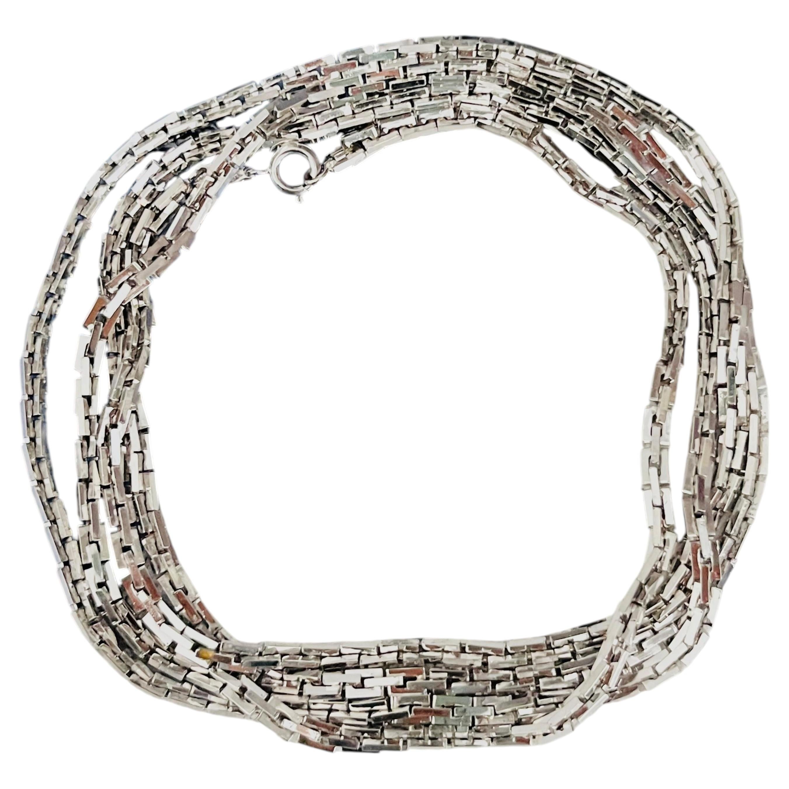 Christian Dior Vintage GROSSE 1973 Extra Long Box Link Hinge Silver Necklace For Sale