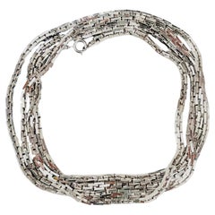 Christian Dior Vintage GROSSE 1973 Extra Long Box Link Hinge Silver Necklace