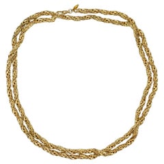 Christian Dior Vintage GROSSE Gold Braided Rope Long Chain Versatile Necklace