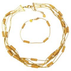 Christian Dior Vintage GROSSE Gold Unisex Citrine Cylinder Six Strands Link Set