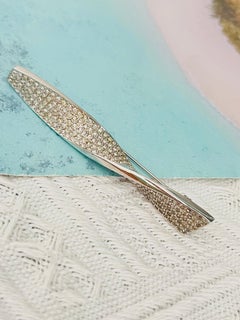 Christian Dior Vintage GROSSE Silver Crystals Sparkling Spiral Long Bar Brooch