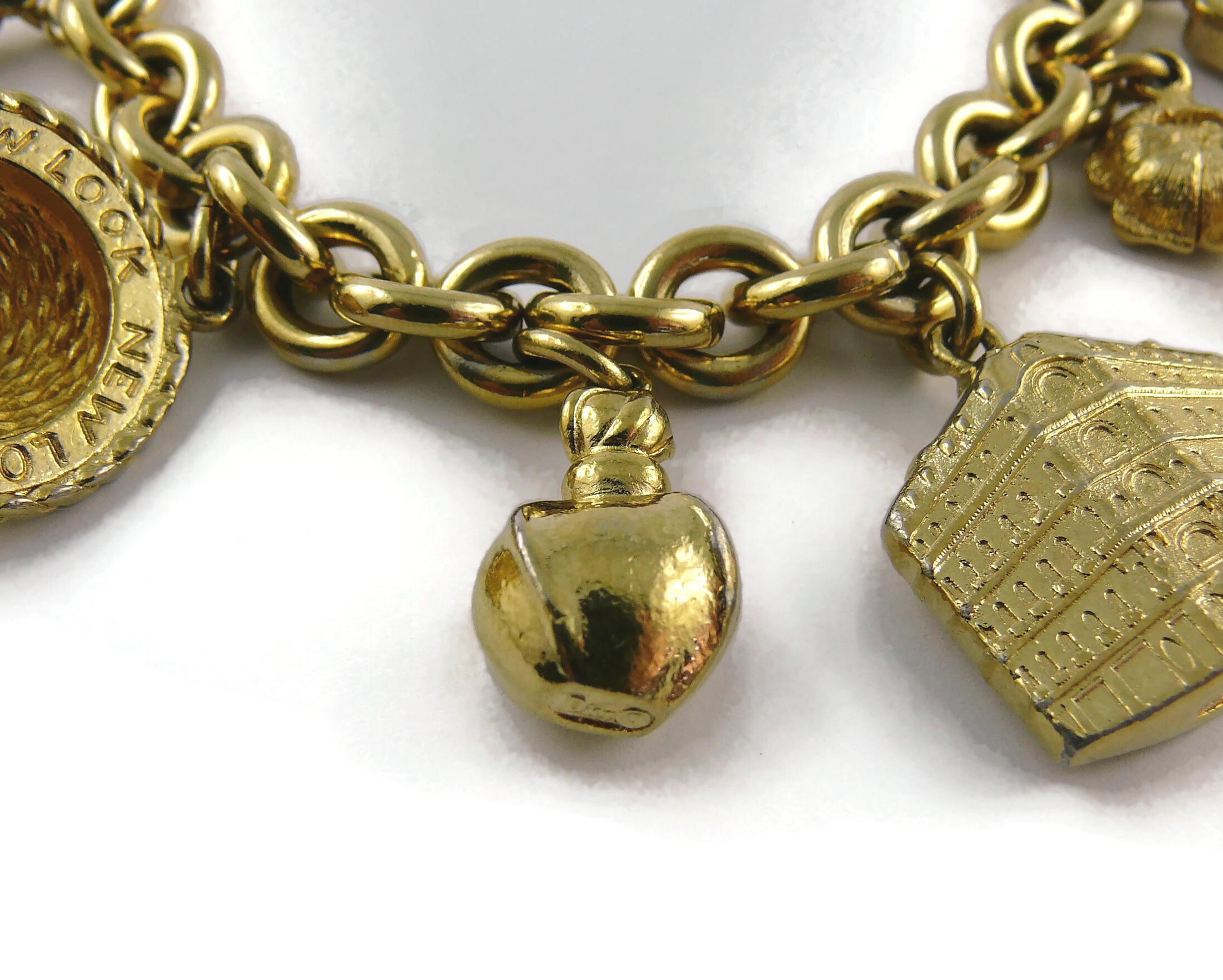 Christian Dior Vintage Iconic Gold Toned Charms Bracelet For Sale 6