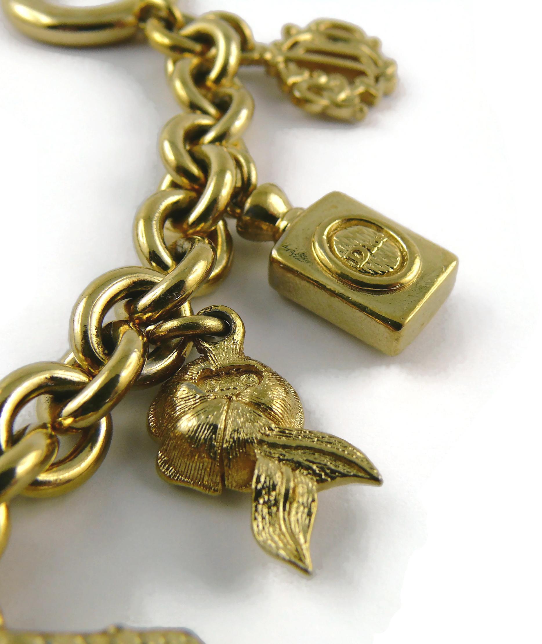 Christian Dior Vintage Iconic Gold Toned Charms Bracelet For Sale 8