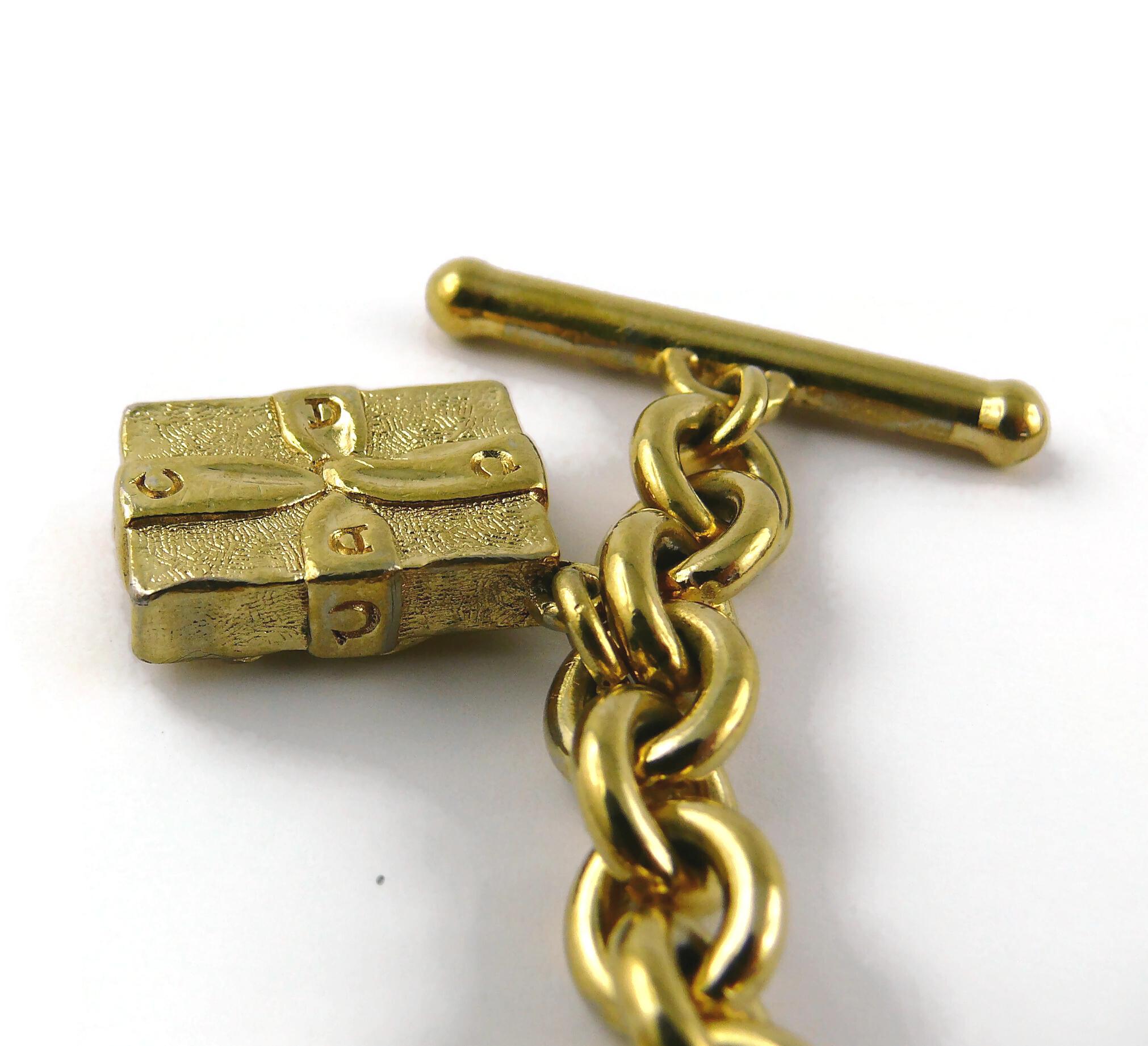 Christian Dior Vintage Iconic Gold Toned Charms Bracelet For Sale 10