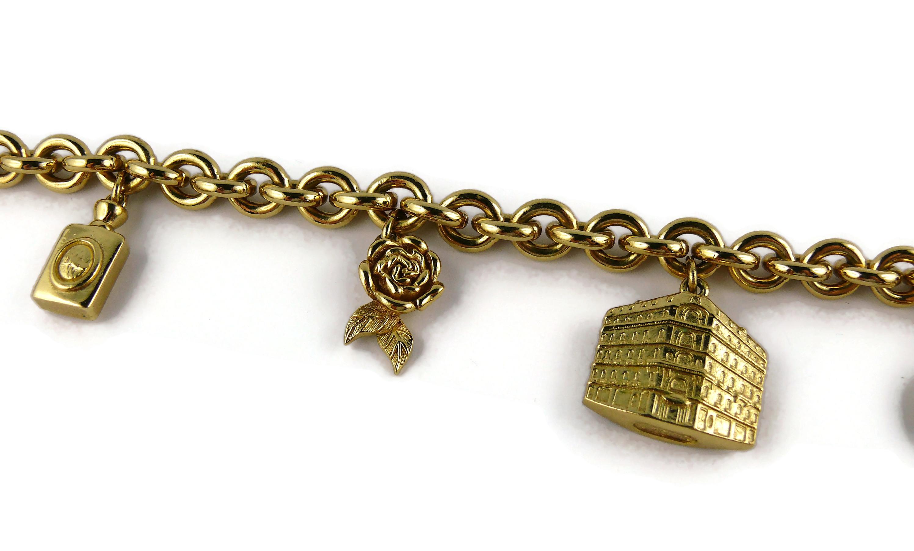 Christian Dior Vintage Iconic Gold Toned Charms Necklace In Good Condition For Sale In Nice, FR