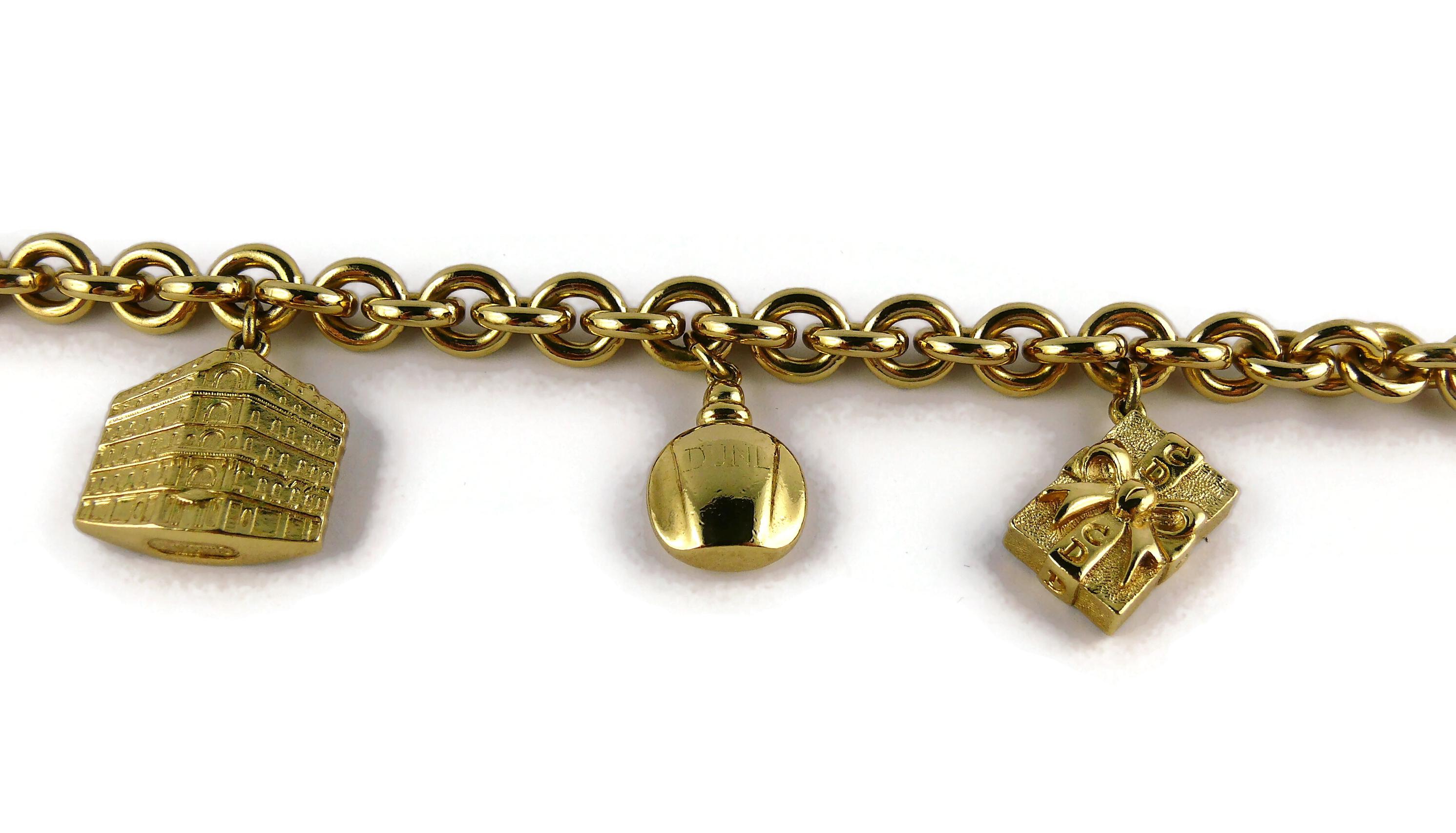 Christian Dior Vintage Iconic Gold Toned Charms Necklace For Sale 1