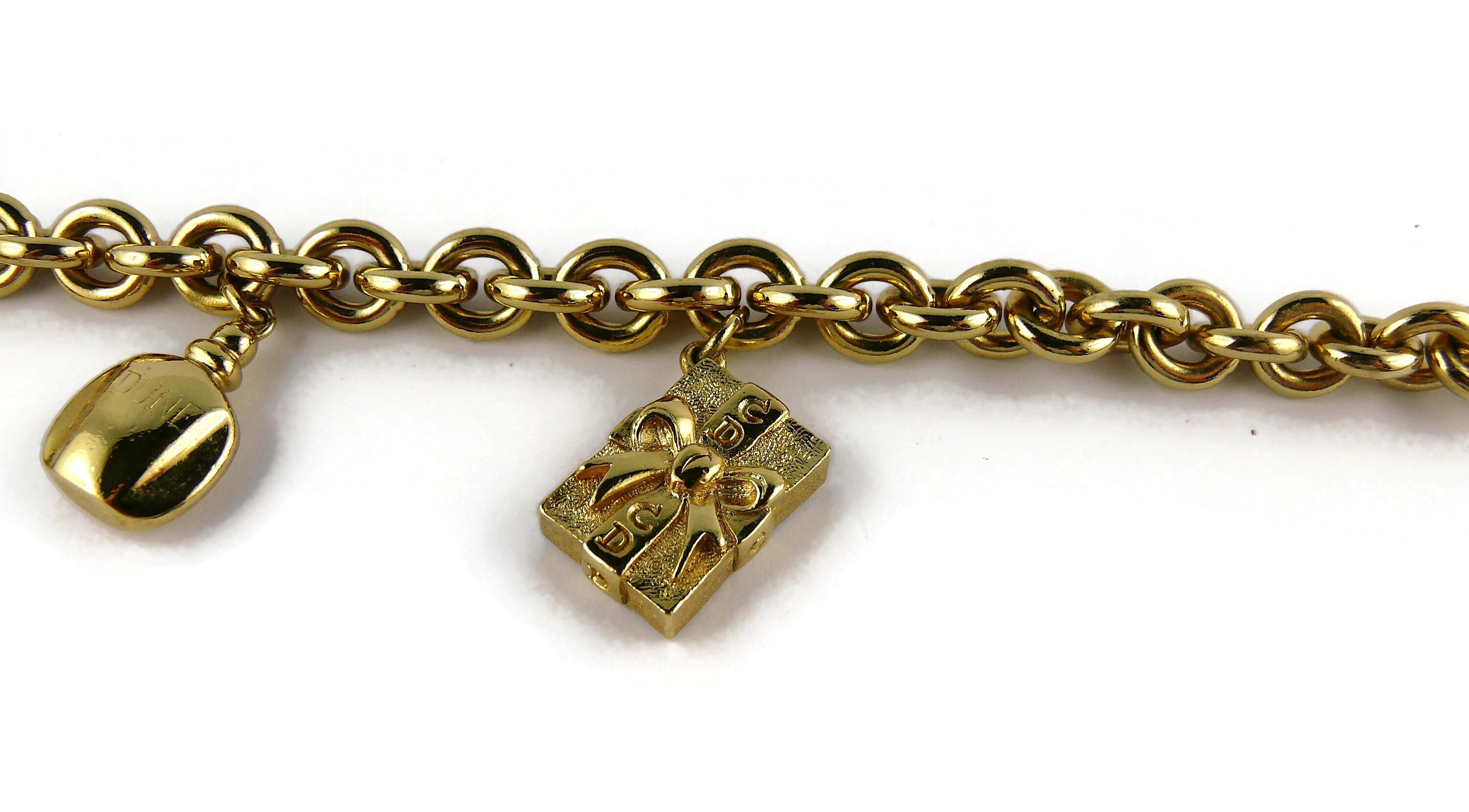 Christian Dior Vintage Iconic Gold Toned Charms Necklace For Sale 2