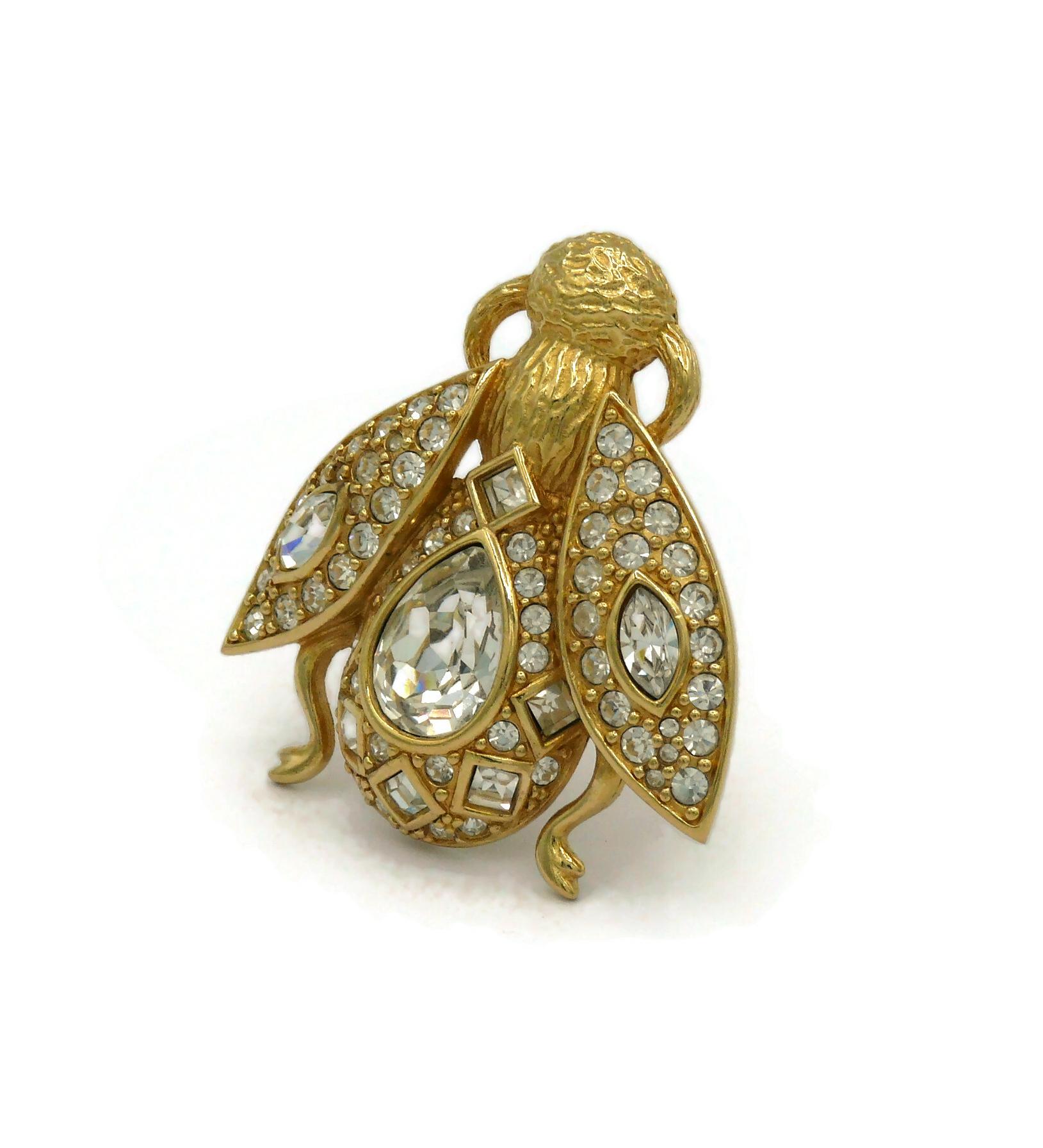 CHRISTIAN DIOR Vintage Iconic Jewelled Bee Brooch In Good Condition For Sale In Nice, FR
