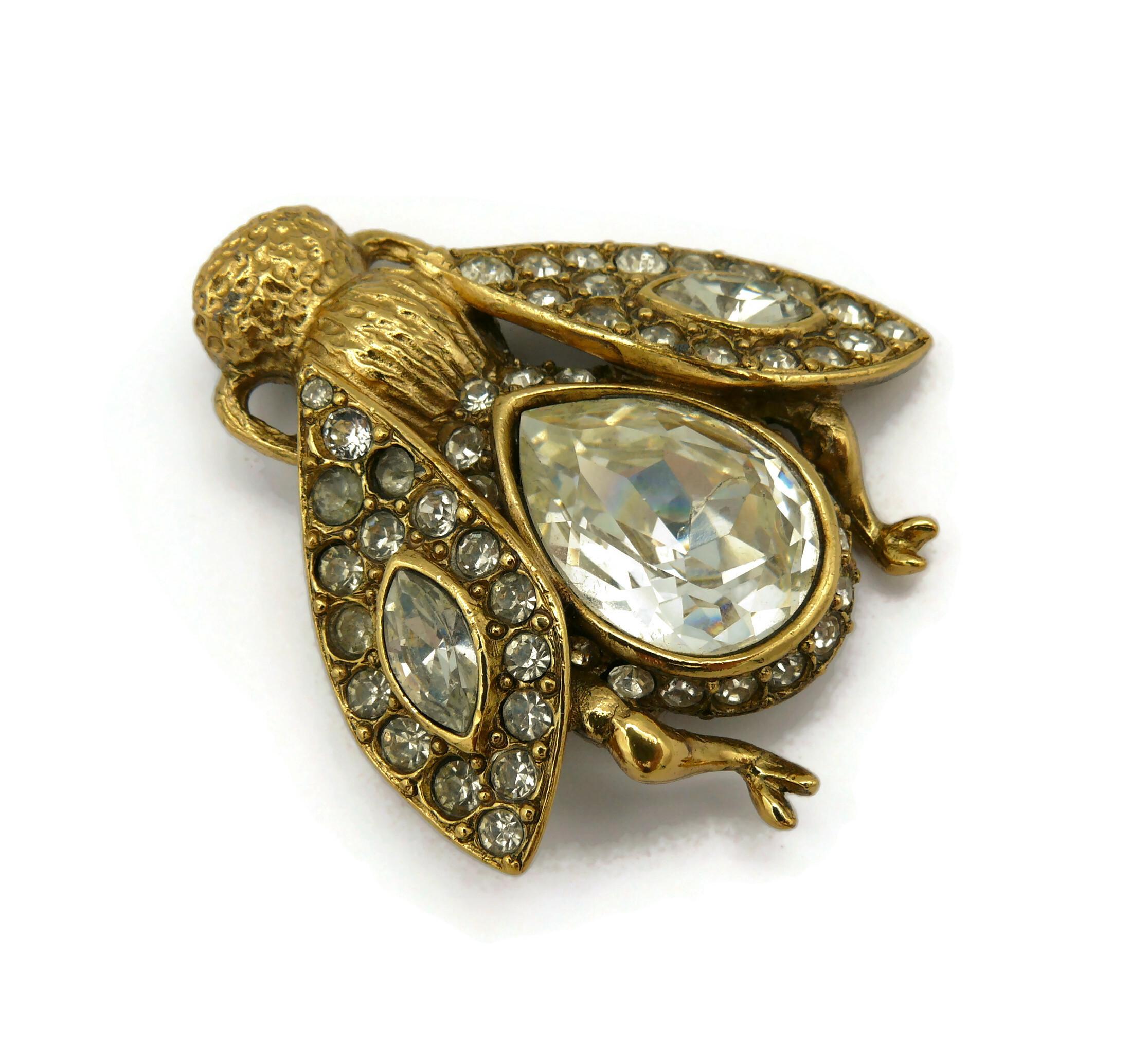 CHRISTIAN DIOR Vintage Iconic Jewelled Bee Brooch In Good Condition In Nice, FR