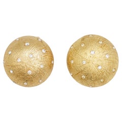 Christian Dior Vintage Iconic Large Gold Round Stars Crystals Domed Earrings