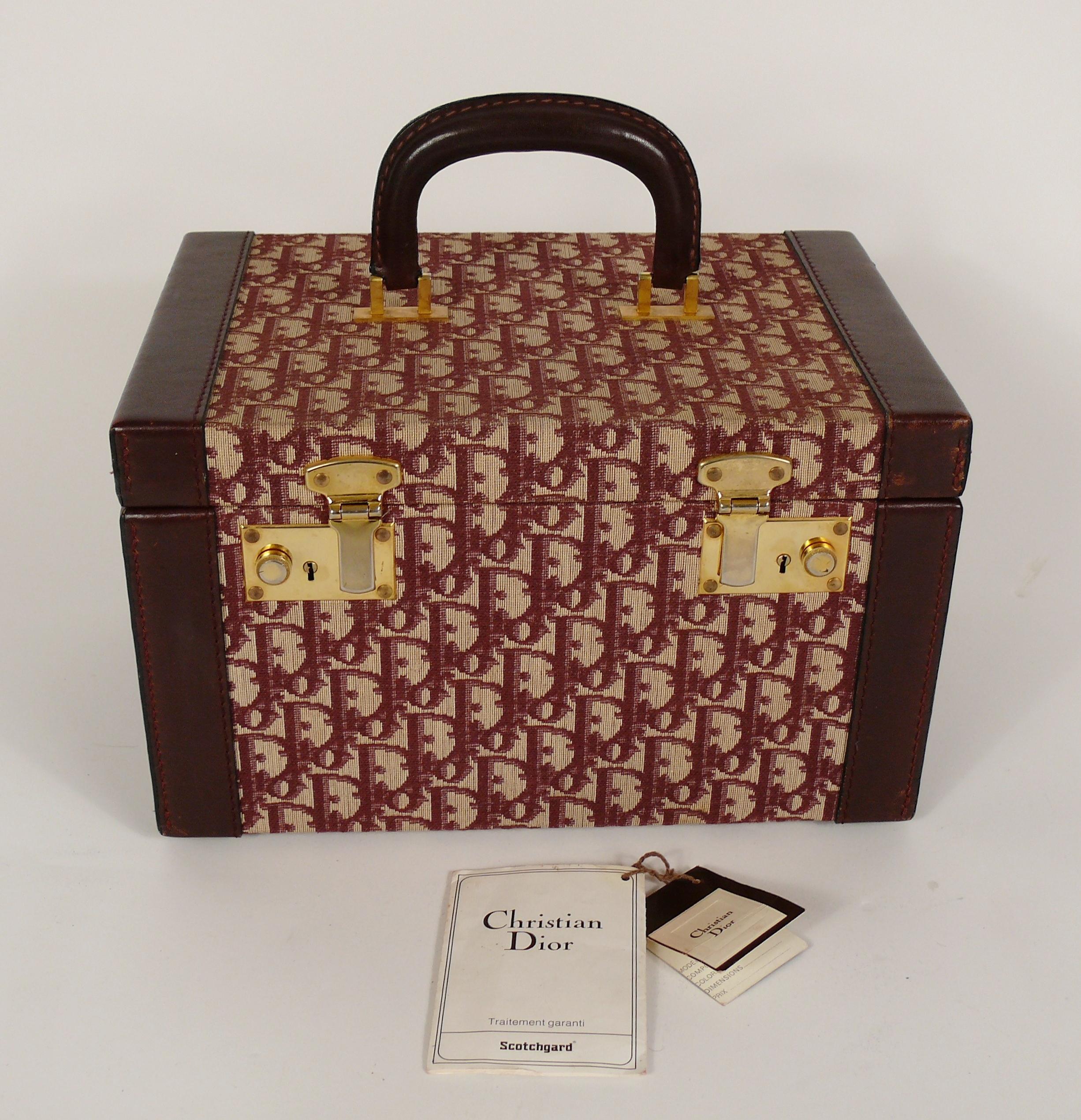 Brown Christian Dior Vintage Iconic Trotter Monogram Vanity Case For Sale