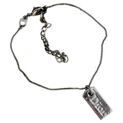 Christian Dior Vintage Iconic Unisex Rectangle Black Monogram Chain Bracelet