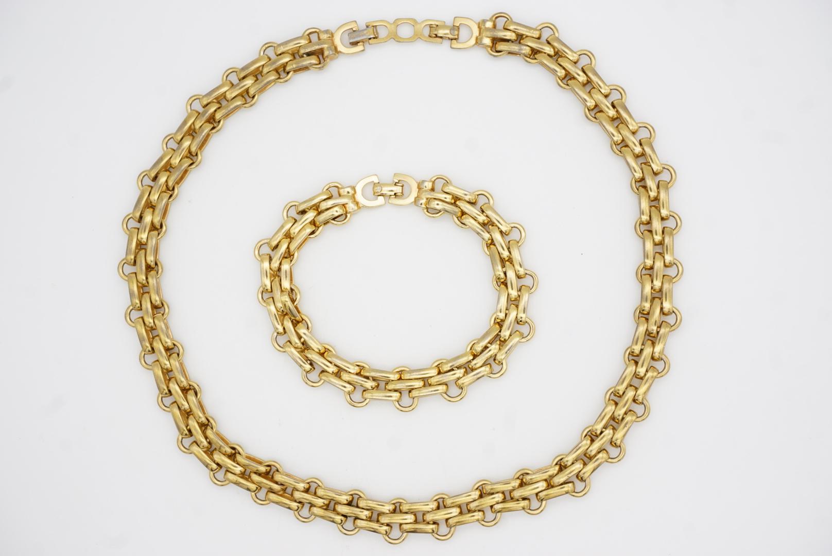 Christian Dior Vintage Eslabones Entrelazados Anillo Cadena 2 Set Collar Pulsera en venta 6