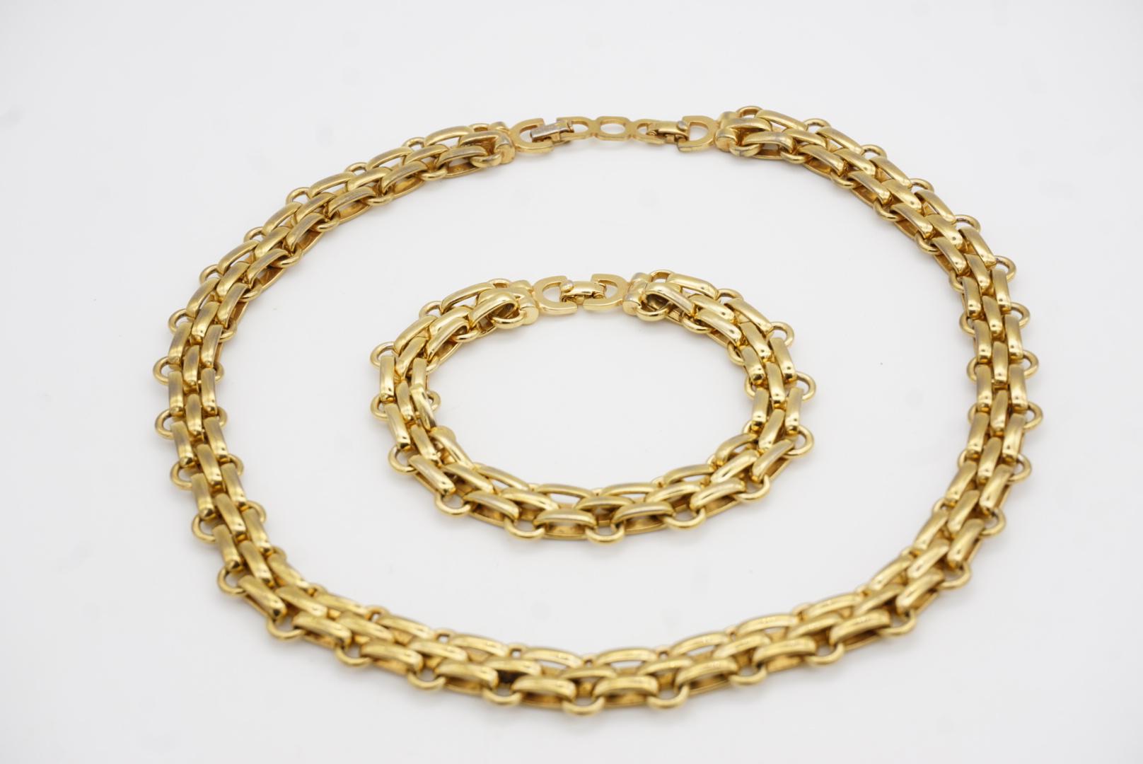 Christian Dior Vintage Eslabones Entrelazados Anillo Cadena 2 Set Collar Pulsera en venta 7