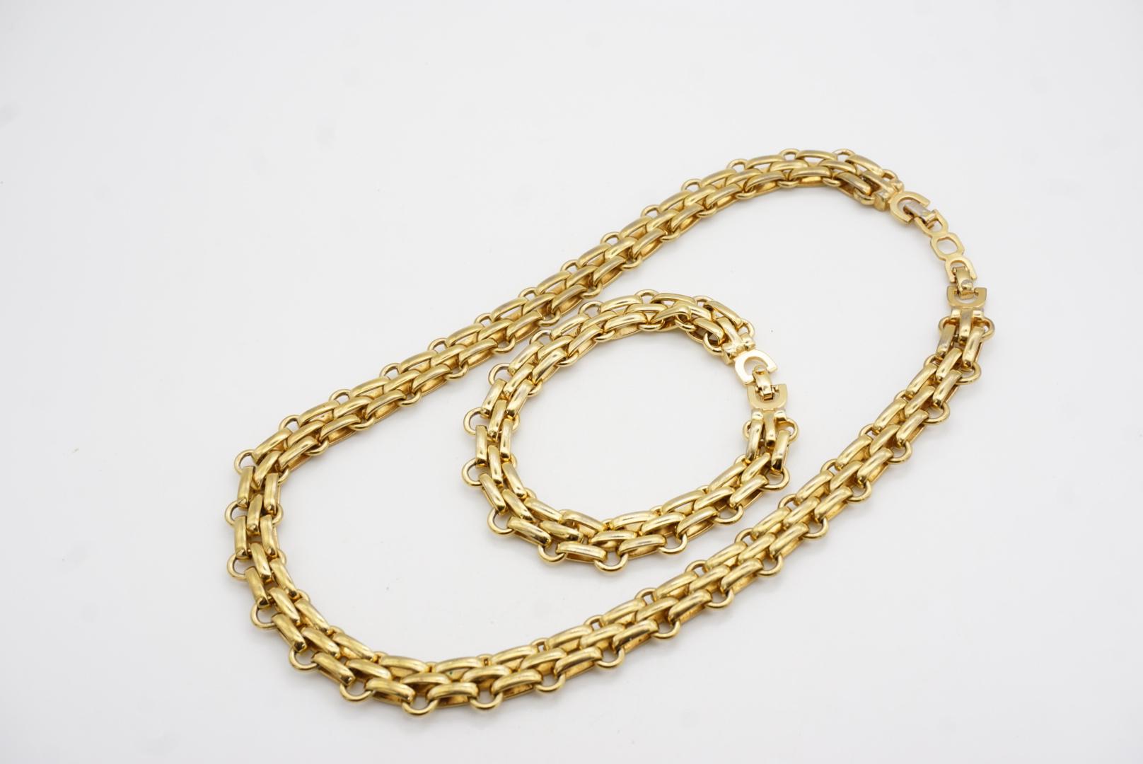 Christian Dior Vintage Eslabones Entrelazados Anillo Cadena 2 Set Collar Pulsera en venta 8