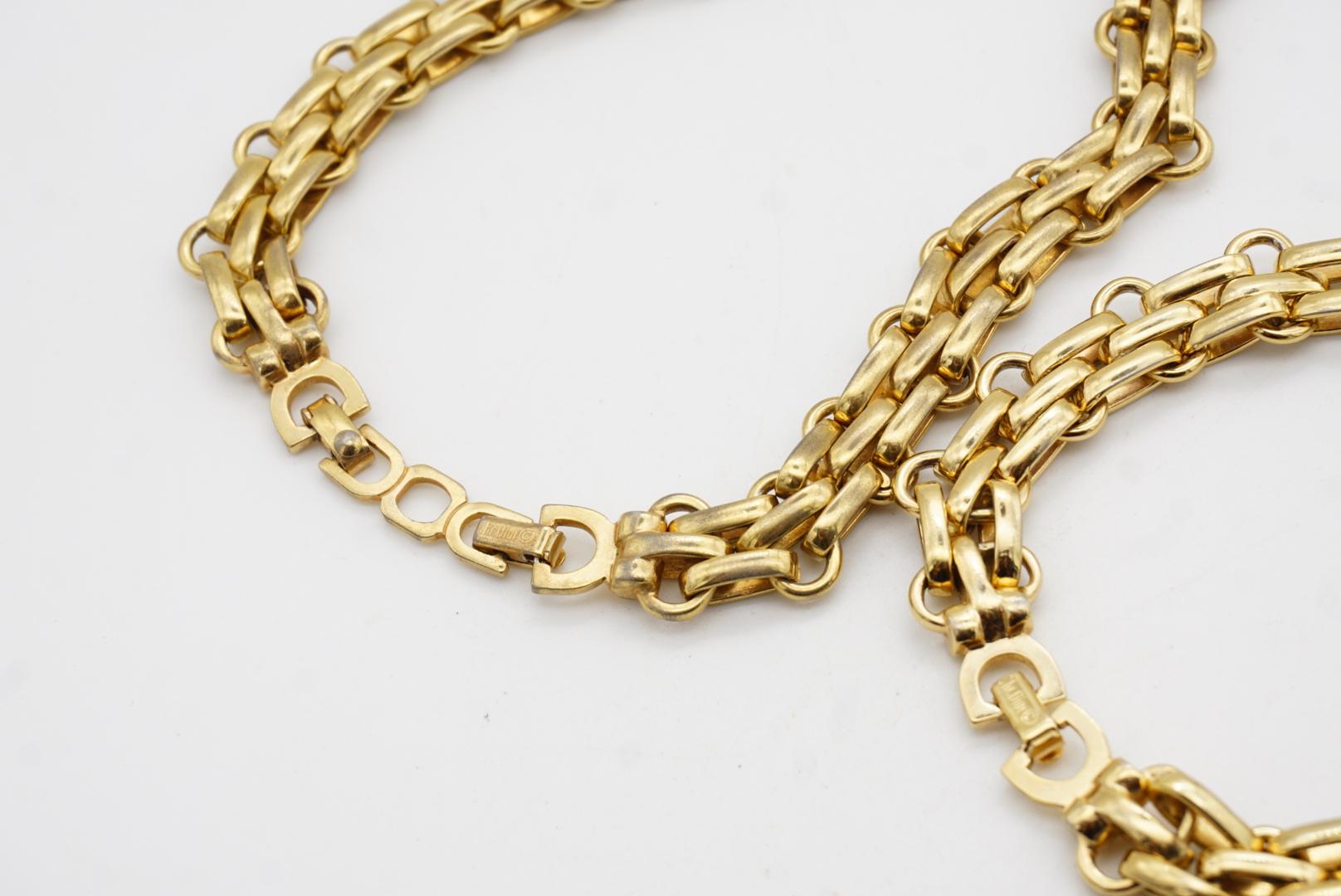 Christian Dior Vintage Eslabones Entrelazados Anillo Cadena 2 Set Collar Pulsera en venta 11