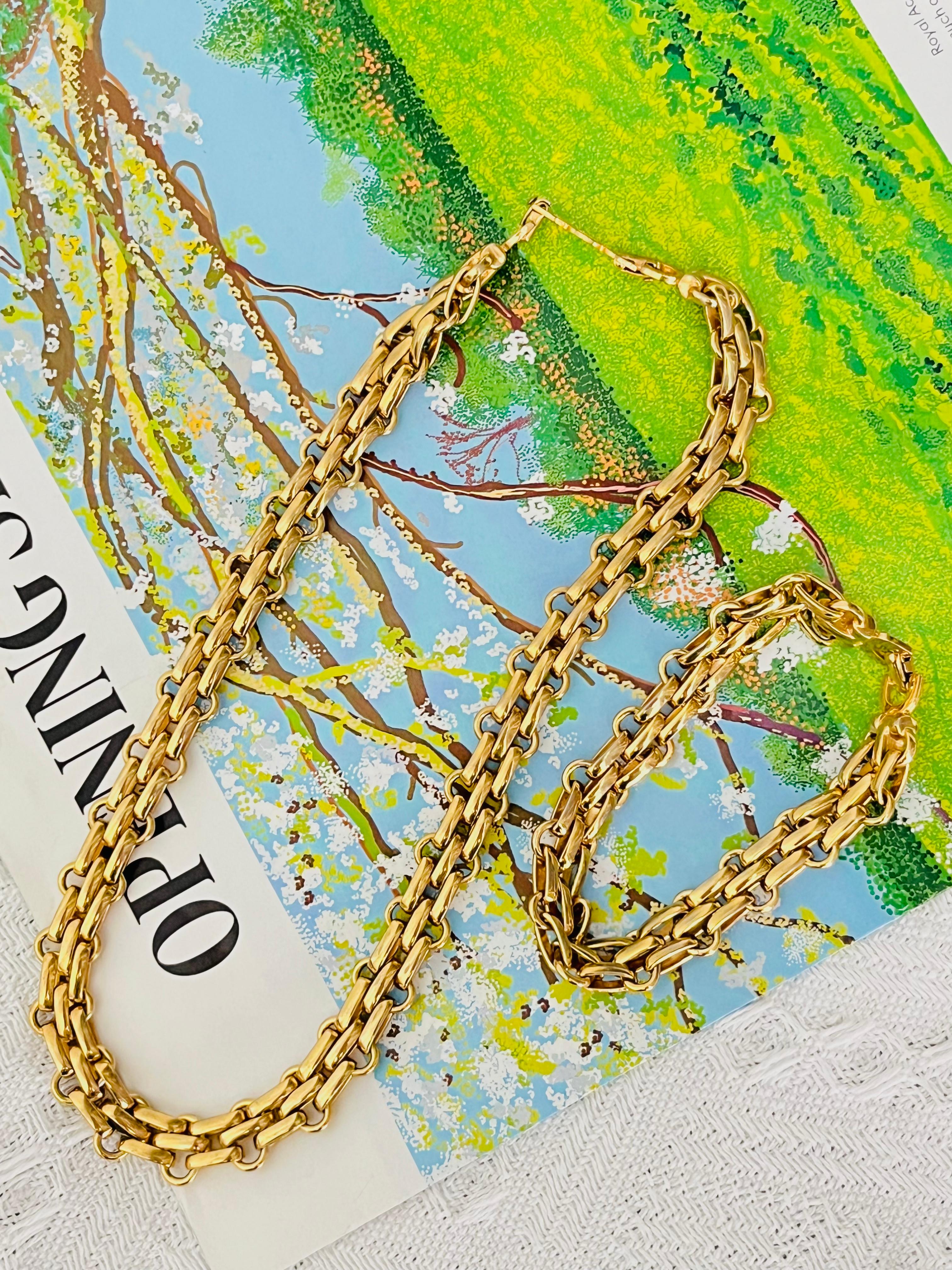 Femenino o masculino Christian Dior Vintage Eslabones Entrelazados Anillo Cadena 2 Set Collar Pulsera en venta