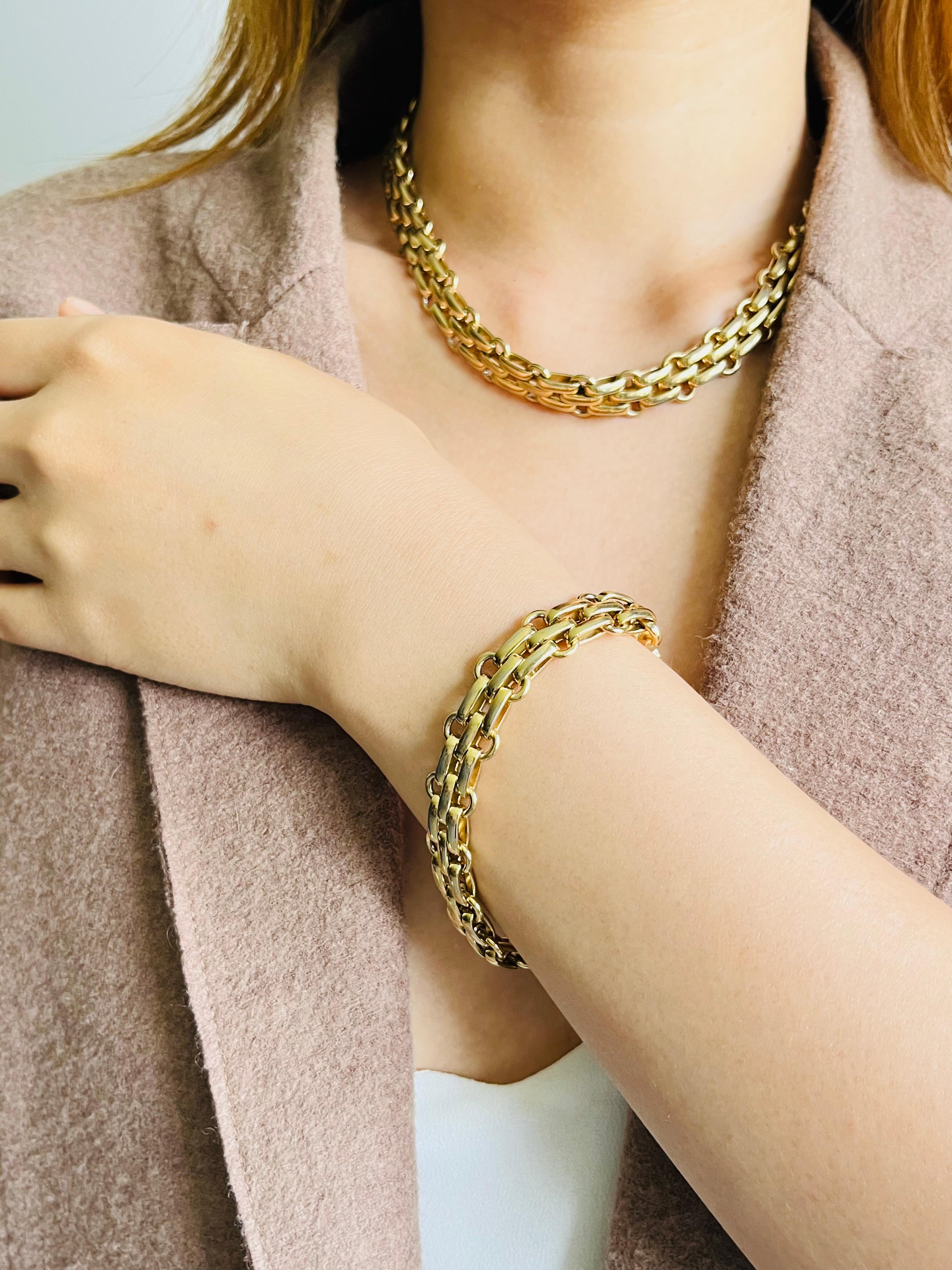 Christian Dior Vintage Eslabones Entrelazados Anillo Cadena 2 Set Collar Pulsera en venta 3