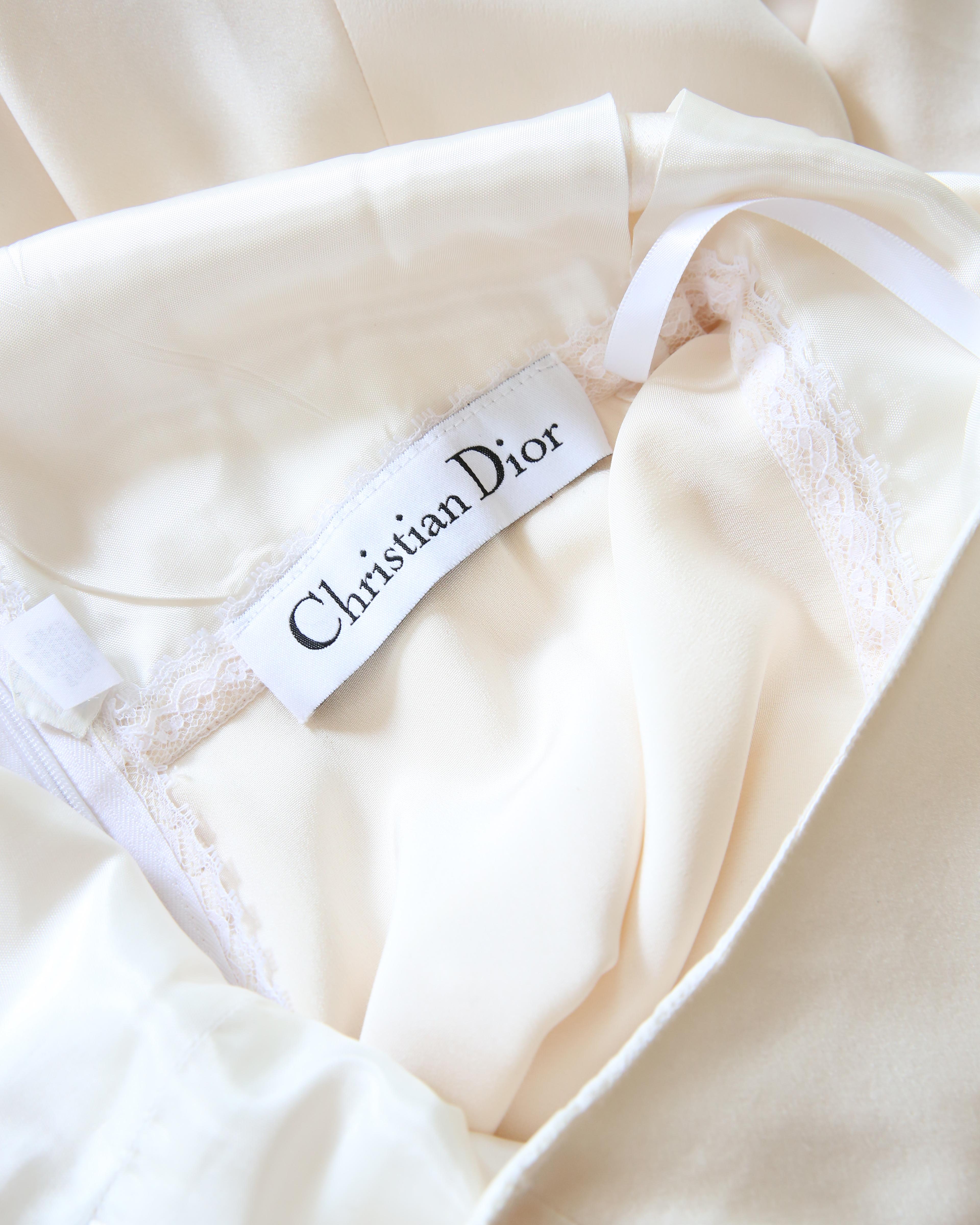 Christian Dior Vintage ivory white fit and flare silk wedding bridal gown dress 14