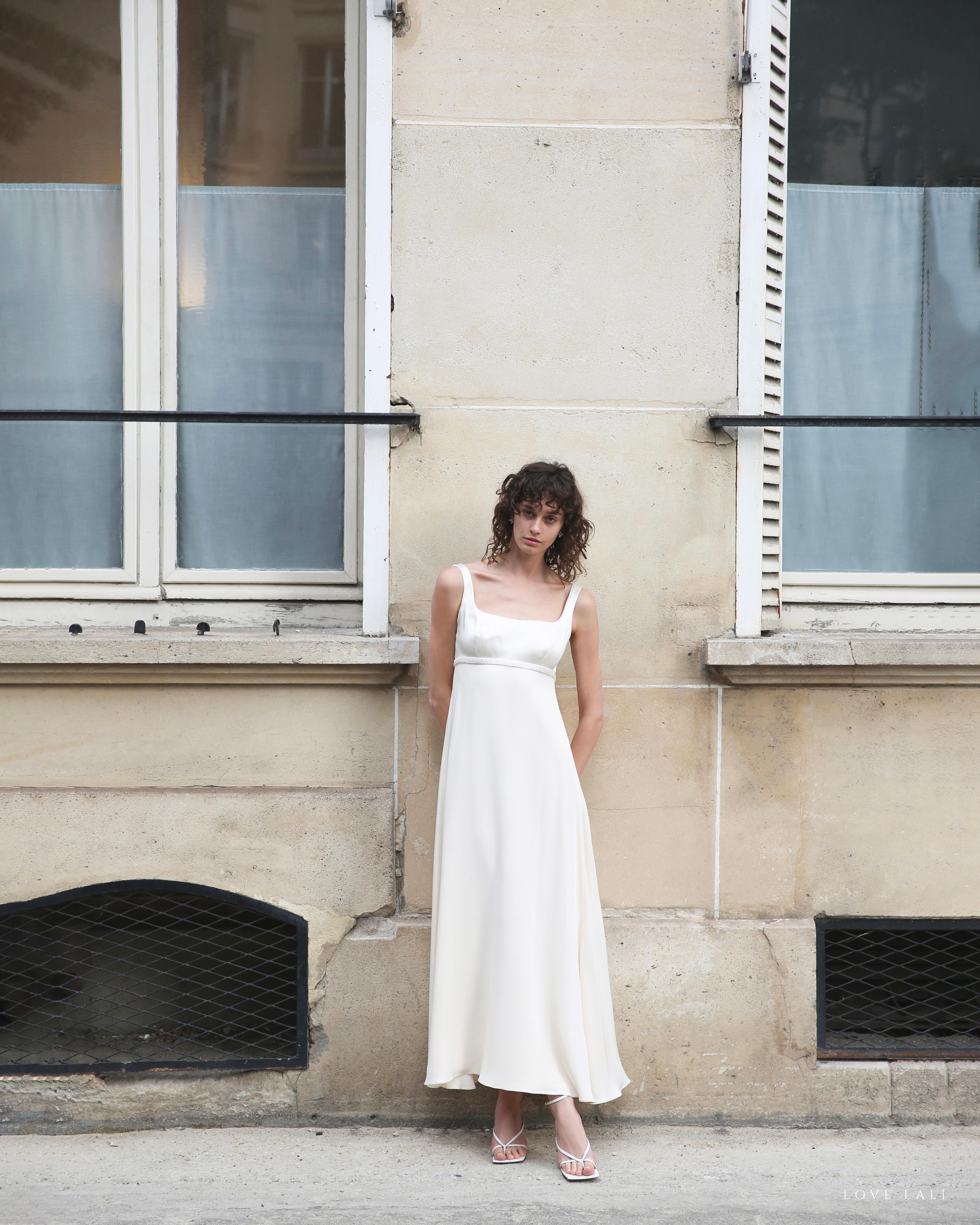 White Christian Dior Vintage ivory white fit and flare silk wedding bridal gown dress