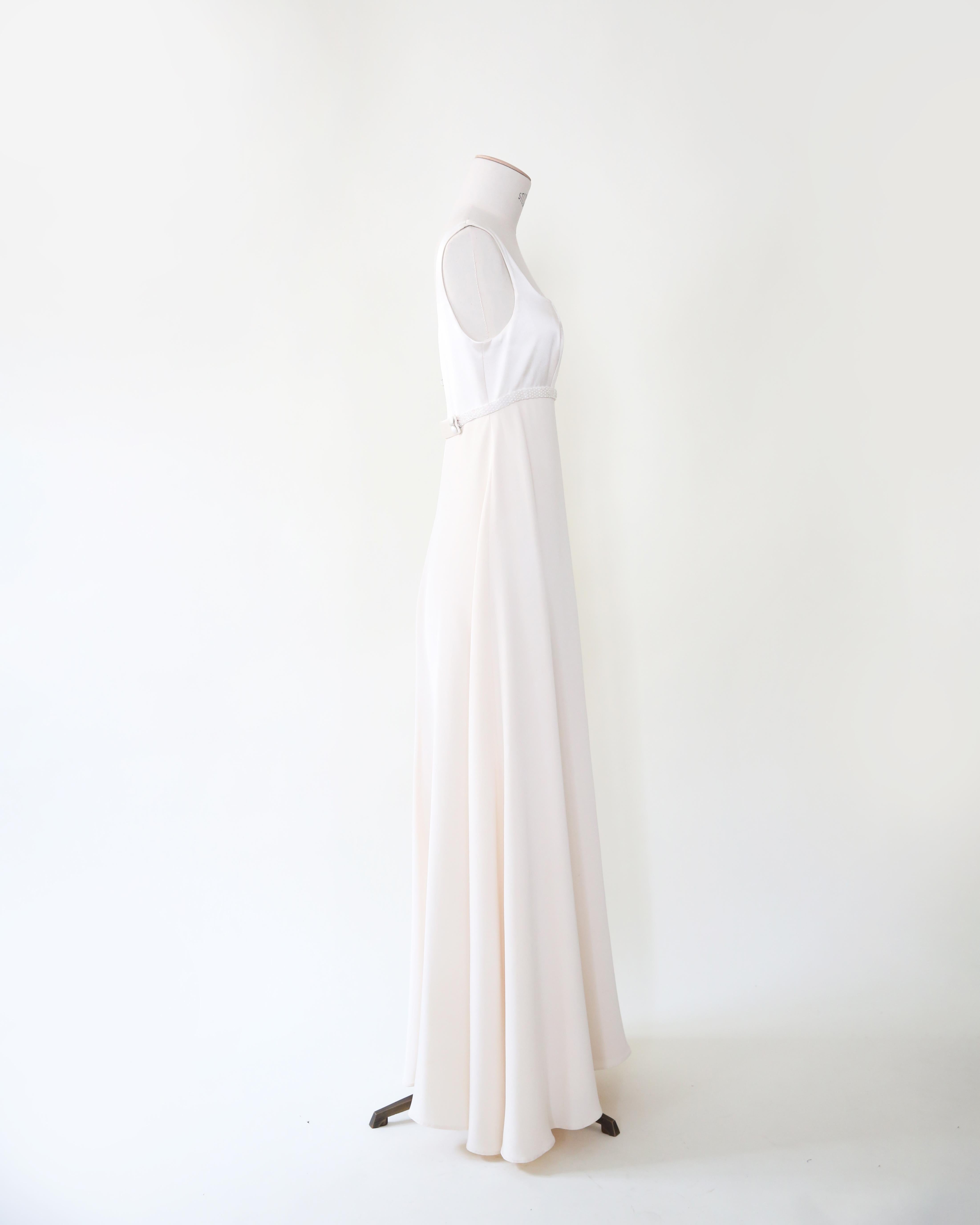 Women's Christian Dior Vintage ivory white fit and flare silk wedding bridal gown dress
