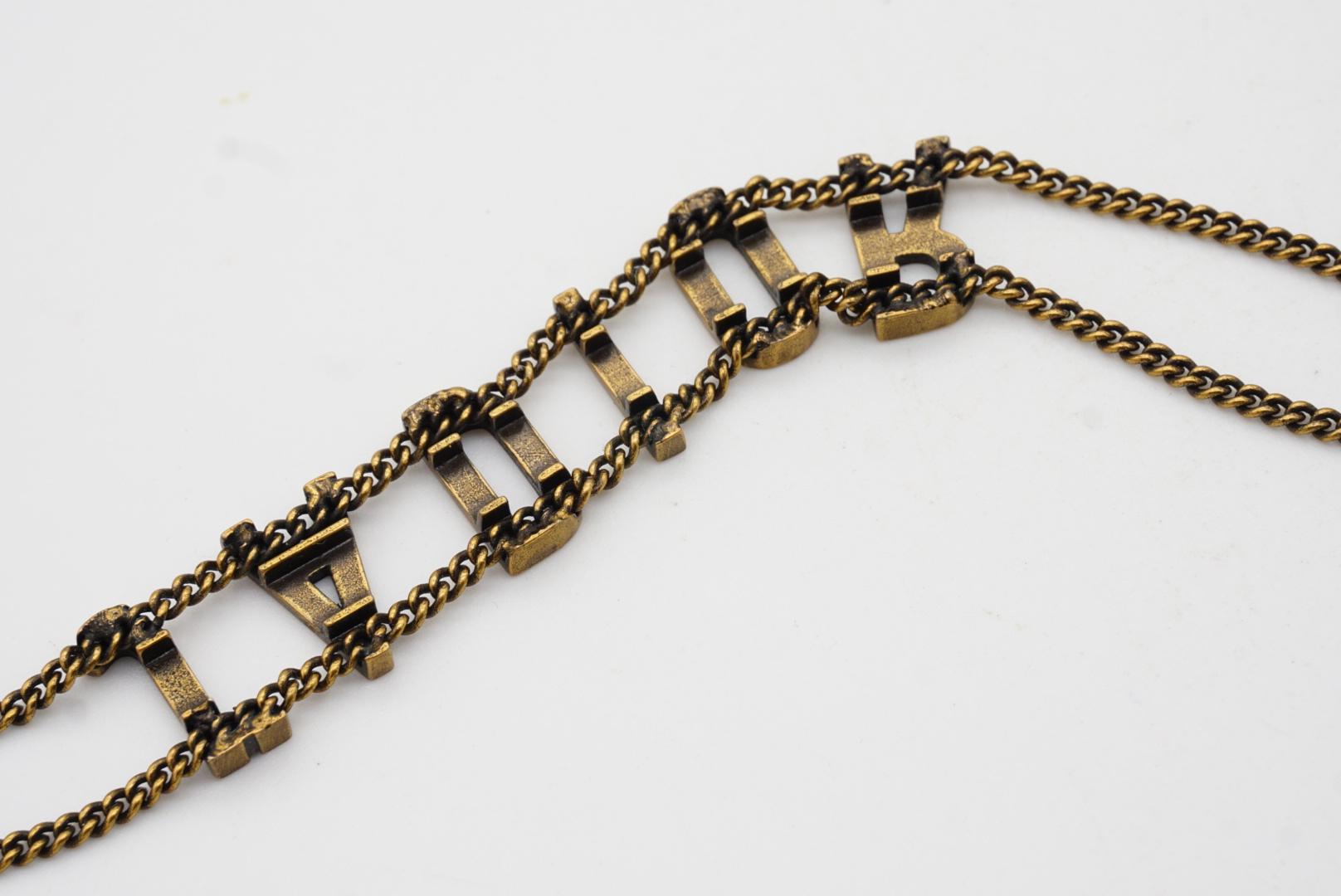Christian Dior Vintage J'adior Logo Pendant Double Chain Choker Gold Necklace For Sale 2